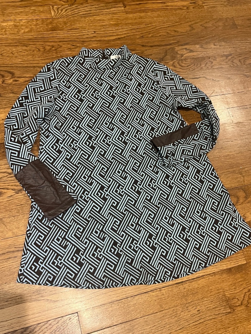 Tyler Boe Blue & brown Geometric Long-Sleeve Women's Mini-dress